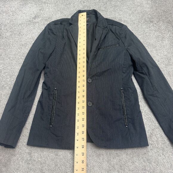 Guess Suit Blazer Jacket Mens Small Black Pinstriped Cotton Blend Single Vented - Picture 7 of 11